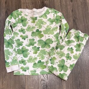 Burt's Bees Green and White Shamrock Pajama Set